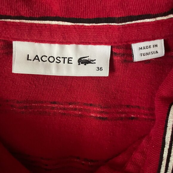 Lacoste Red Striped Cotton/Linen Blend Dress w/pockets-Size 36 (US 4) - Picture 5 of 15